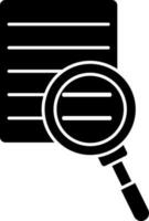 Black and white document with magnifying icon. vector