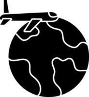 internacional vuelo icono en negro y blanco color. vector