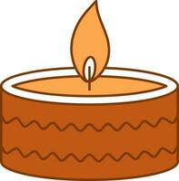 Burning Candle Icon In Brown and White Color. vector