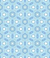 White Blue Flower Folk Ethnic Pattern on Blue Background photo