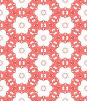 White Bloom Flower Abstract Pattern on Red Background photo