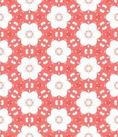 White Bloom Flower Abstract Pattern on Red Background photo