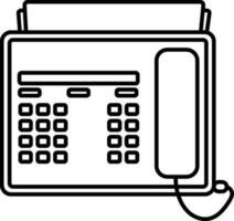 Illustration of a fax machine in black line art. vector