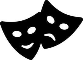 Black and White theatre happy or sad Mask icon in flat style. vector