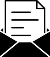 Open mail icon in Black and White color. vector