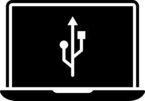 Laptop connected to usb icon. vector