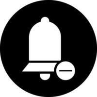 Remove notification bell glyph icon. vector