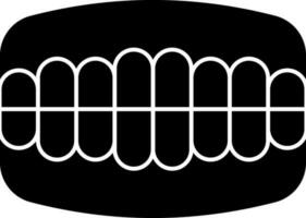 Black and White teeth braces in flat style. vector
