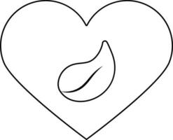 Heart with leaf thin line icon for Nature, Love concept. vector