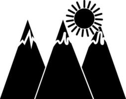 negro montañas con Dom rayos vector