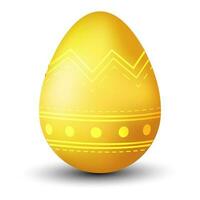 Glossy golden easter egg on white background. vector