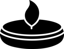Black and White illustration of oil lamp diya icon. vector
