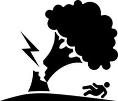 Lightning falling on tree icon. vector