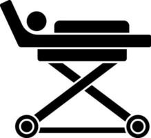 Stretcher with patient icon in flat style. vector