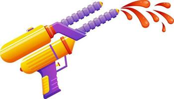 Realistic watercolor gun and color drop illustration on white background. vector