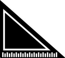 Icon of triangular ruler in black and white color. vector