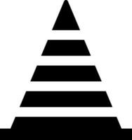 Traffic cone in Black and White color. Glyph icon or symbol. vector