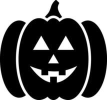 Flat style scary pumpkin icon in Black and White color. vector