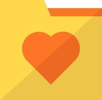 Favourite or like folder icon in orange and yellow color. vector