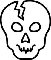 Illustration of broken skull icon in line art. vector
