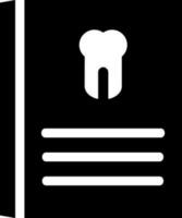 Black and White dentist book in flat style. Glyph icon or symbol. vector