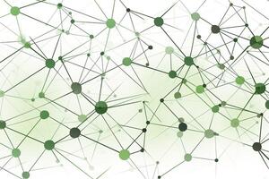 Geometrical network background, green on white background. photo