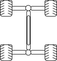 Black line art illustration of a chassis icon in flat style. vector
