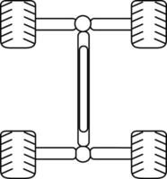 Black line art illustration of a chassis icon in flat style. vector