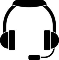 Black and White headphone icon or symbol. vector