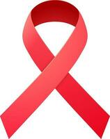 Red Awareness Ribbon icon or symbol. vector