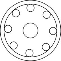 Illustration of a round tyre in black line art. vector