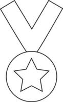 Star decorated medal with ribbon. vector