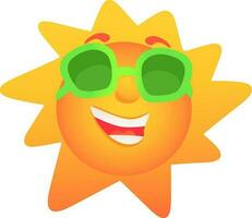 Summer sun face with sunglasses and happy smile. vector