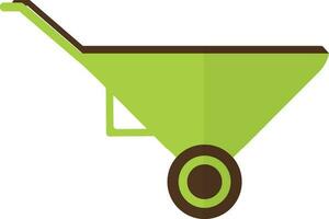 Green color of wheelbarrow icon for agriculture in half shadow. vector