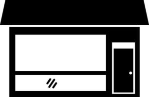 Icon of Black and White shop building in flat style. vector