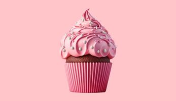 Cupcakes isolated on pink backgrounds, For celebrations like birthdays, weddings, and baby showers, delightful gifts, friends, family, or colleagues on birthdays, holidays, photo