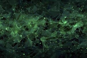 Green poly line abstract design with data. photo