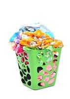 unwashed cloth in basket photo