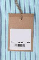 price tag with barcode on shirt photo