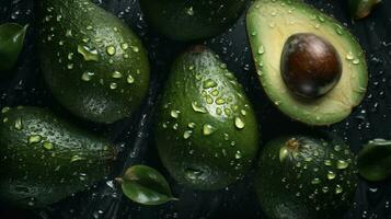 food eat vegetable dark green close-up fresh background raw tropical avocado. Generative AI. photo