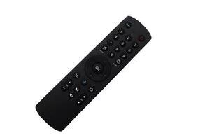 Television remote controller isolated on white background. Concept, electronics equipment, a remote control can be used to operate devices or appliances with variety functions. photo