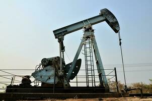 pumpjack pumping crude oil from oil well photo