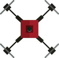Black and red drone camera on white background. vector