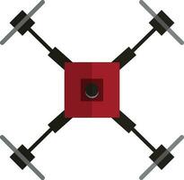 Black and red drone camera on white background. vector