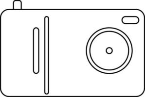 Flat style camera in black line art illustration. vector