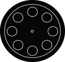 Black and white round film reel. vector