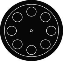 Black and white round film reel. vector