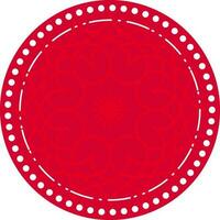 Floral circular frame in red and white color. vector