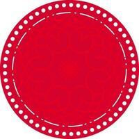 Floral circular frame in red and white color. vector