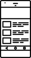 Open thumbnails in smartphone icon in line art. vector